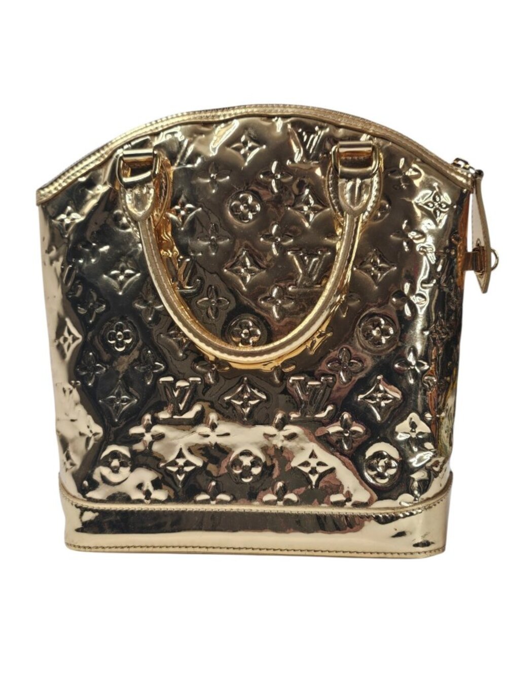 Louis Vuitton Lockit Miroir PM Gold Monogram Bag Zip Double Handle Tote Leather